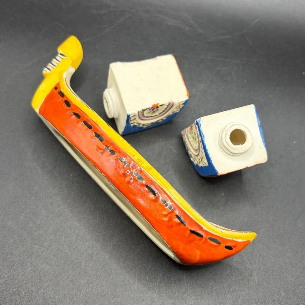 Meiko Vintage Hand Painted Ceramic Gondola Ship Boat Salt & Pepper Shaker, Japan